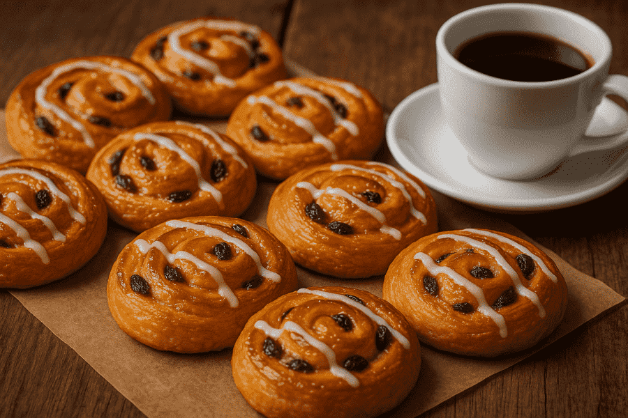 Bollos de café con pasas