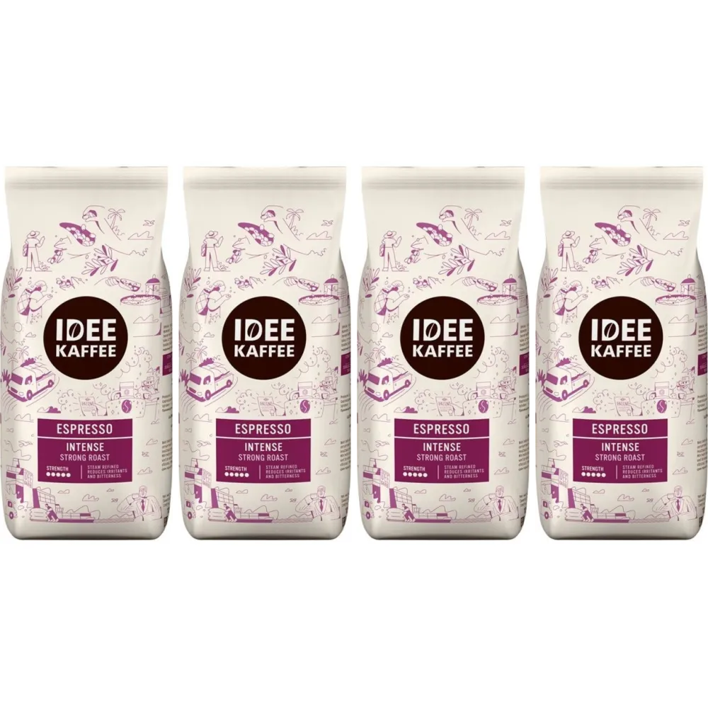 Idee Kaffee Espresso Intense - café en grano - 4 x 1 kilo