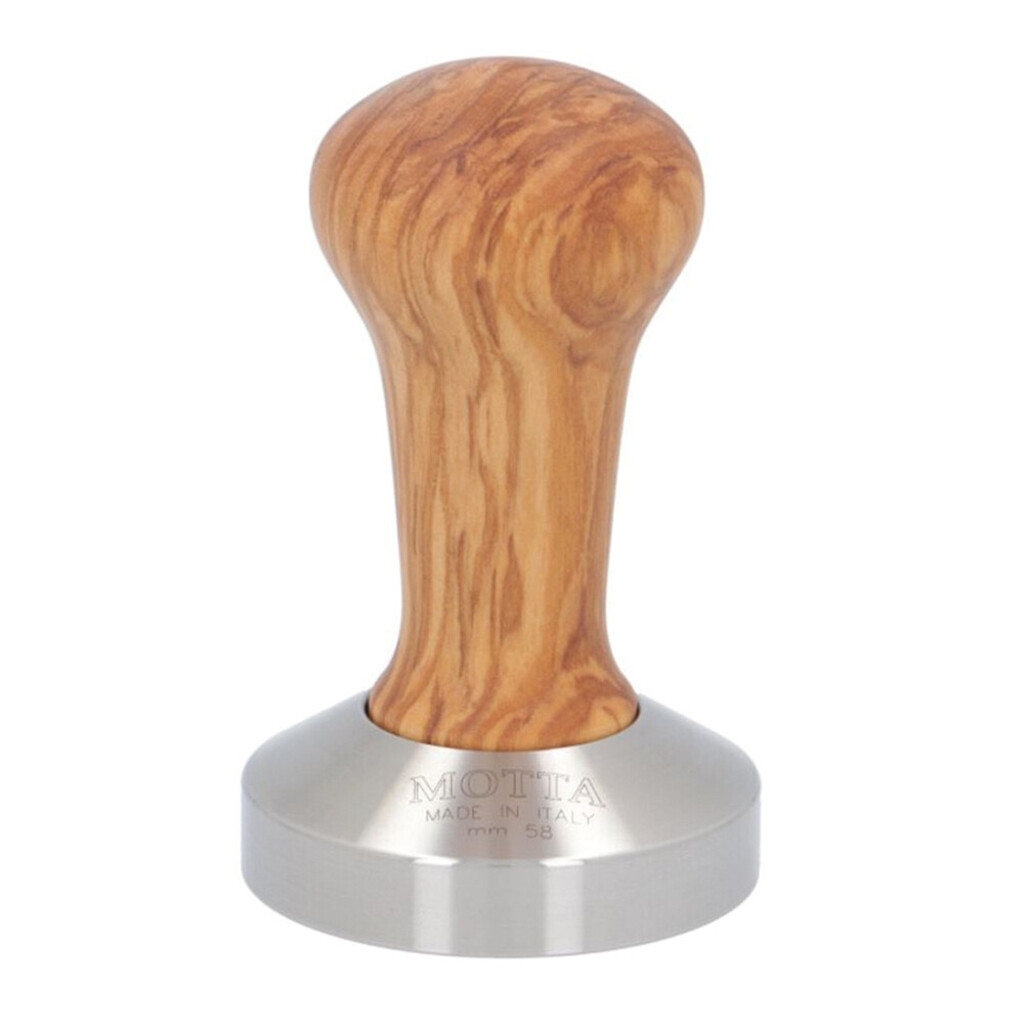 Motta tamper de café - 58 mm - acero inoxidable / madera de olivo