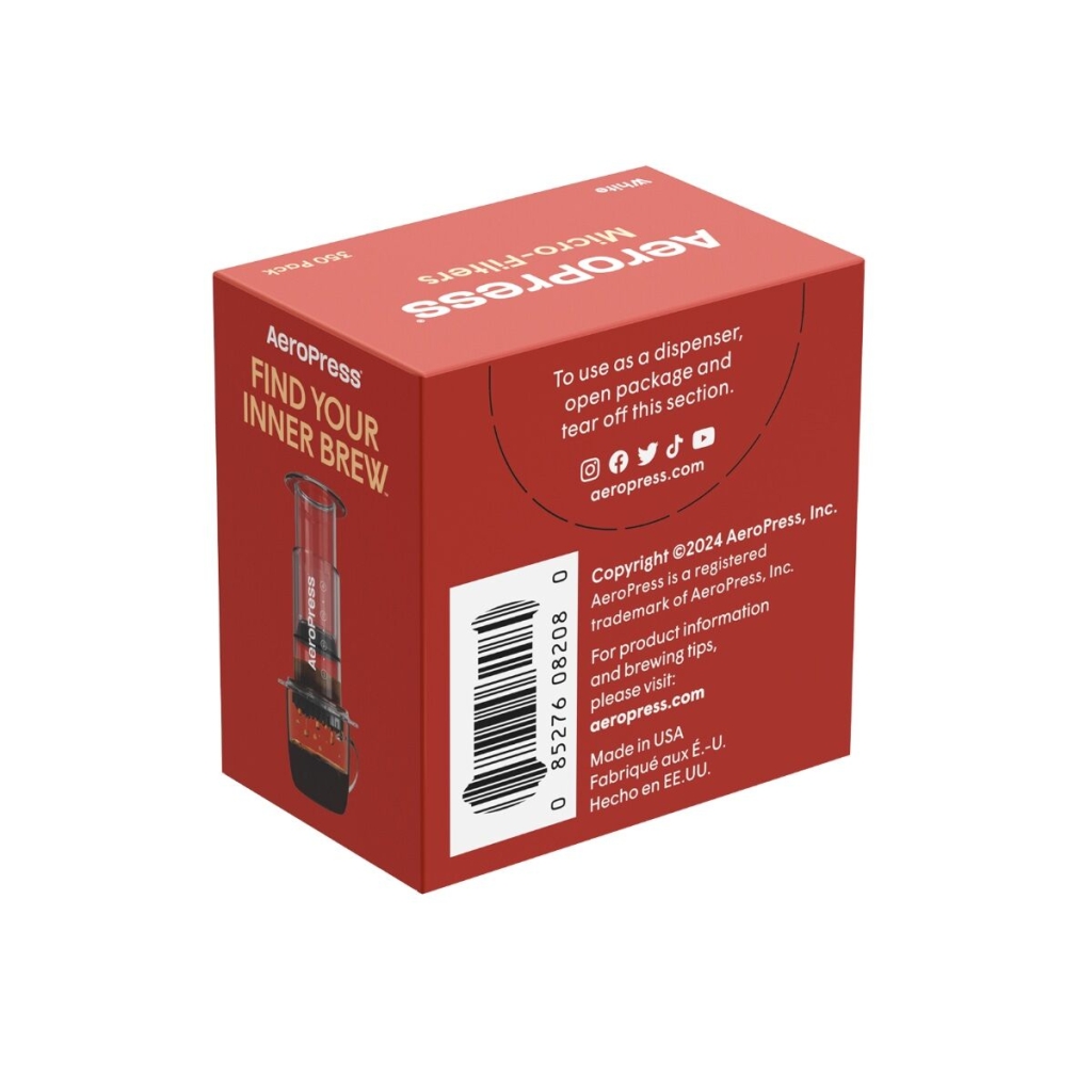 Lateral del envase de los microfiltros para la AeroPress GO