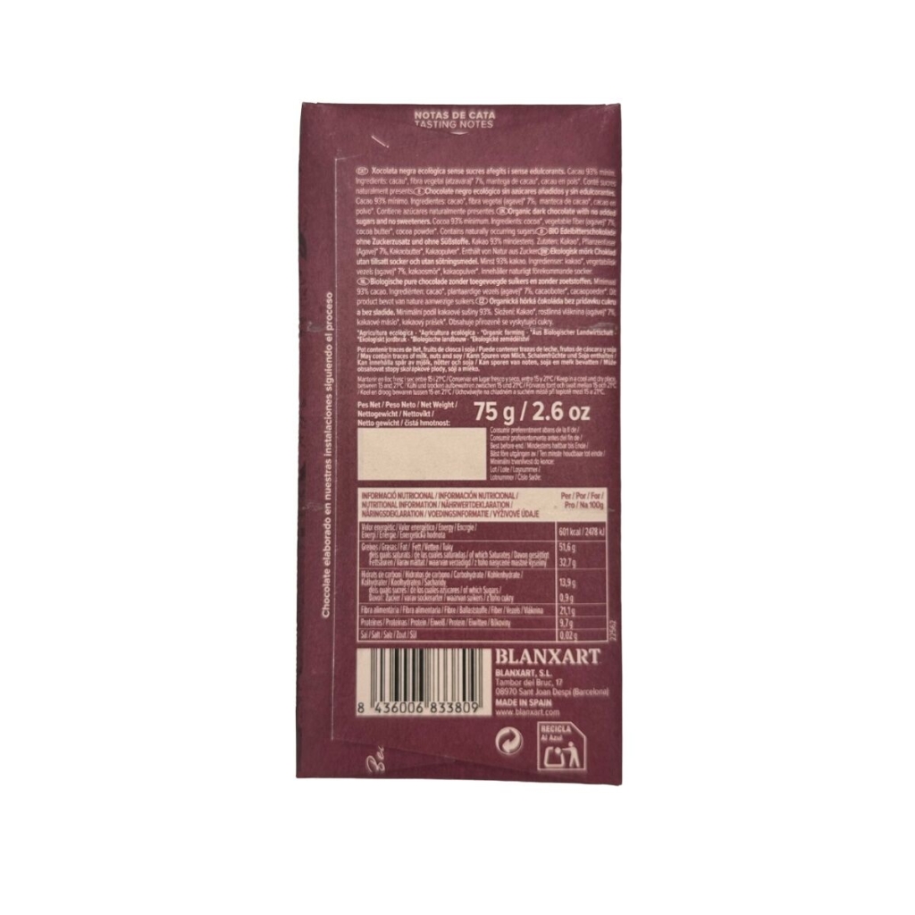 Una barra de chocolate negro vegana y sin gluten del Congo con un 93% de cacao