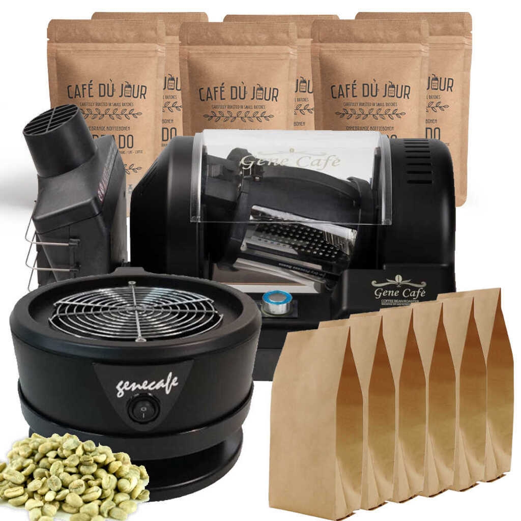 Tostador de café Gene Café CBR101 (negro) pack de inicio profesional incl. enfriador