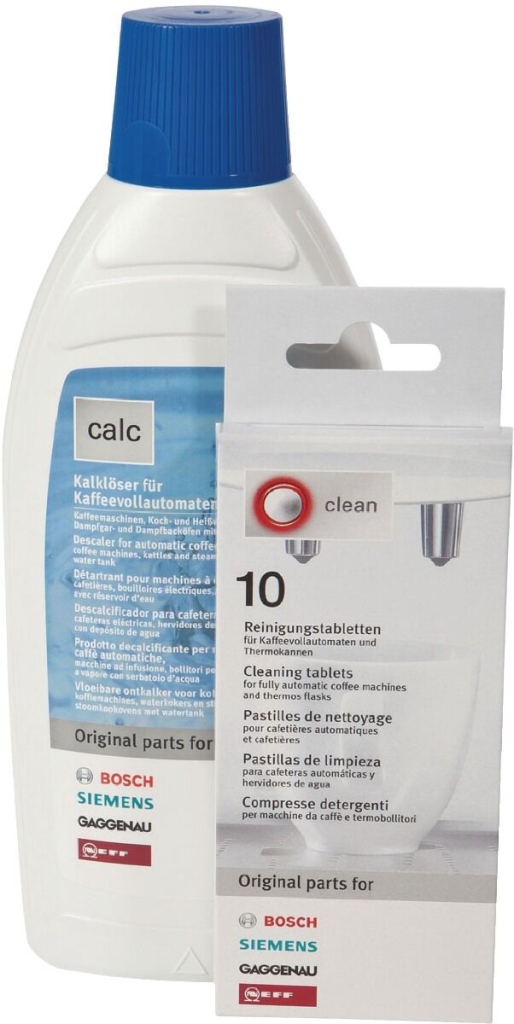 Kit de mantenimiento para cafetera Siemens/Bosch: 10 tabletas y 500 ml de descalcificador