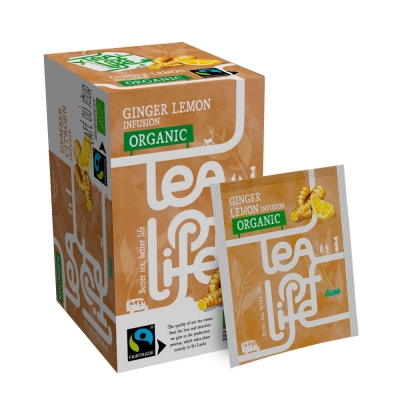 Infusión de Jengibre y Limón - Organic & Fairtrade - Tea of Life - 25 bolsitas de té