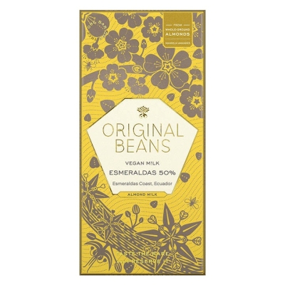Fecha de caducidad corta: Original Beans - Esmeraldas Vegan Almond - Chocolate con leche de almendra al 50%