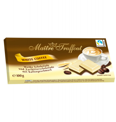 Chocolate blanco con café - Chocolate ligeramente dulce con sabor a café - 100 gramos