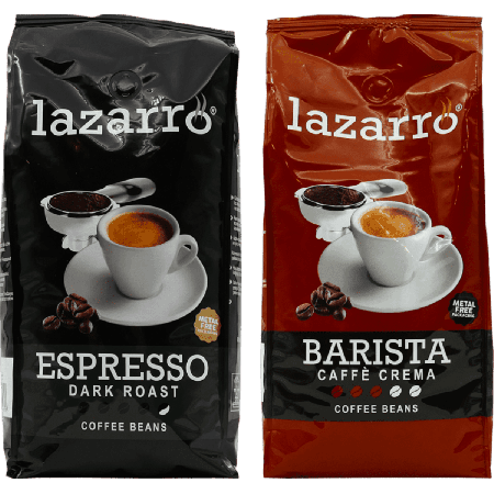 Lazarro Dúo Granos - Dark Roast & Caffè Crema 2 x 1 kilo
