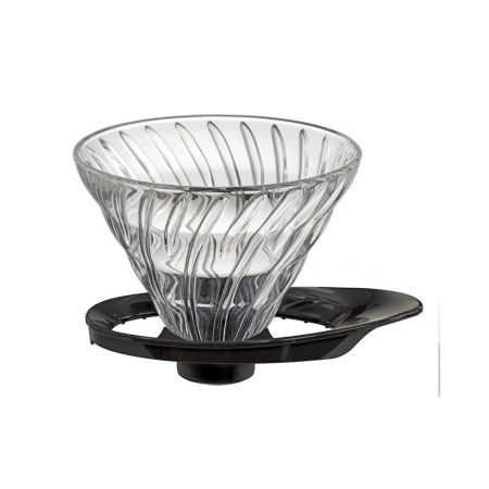 Gotero Hario V60 - vidrio con soporte negro, nuevo tipo - tamaño 02 (VDGR-02-B)