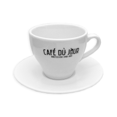 Taza y platillo de capuchino Café du Jour