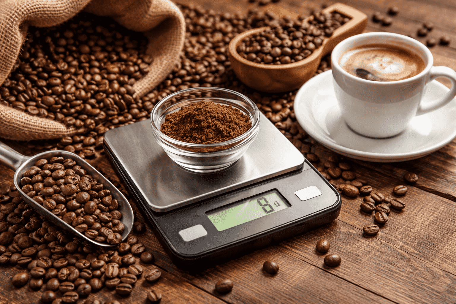 ¿Cuántas tazas de café sacas de 1 kg de granos de café?