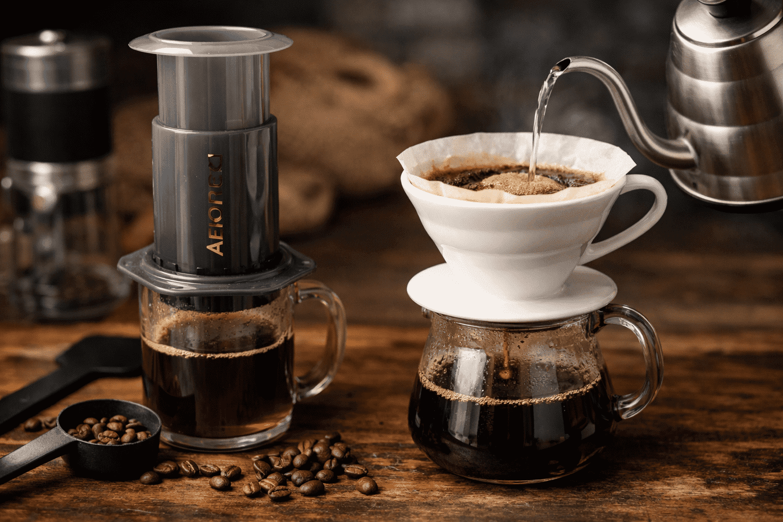 ¿Cuál es la diferencia entre aeropress y v60?