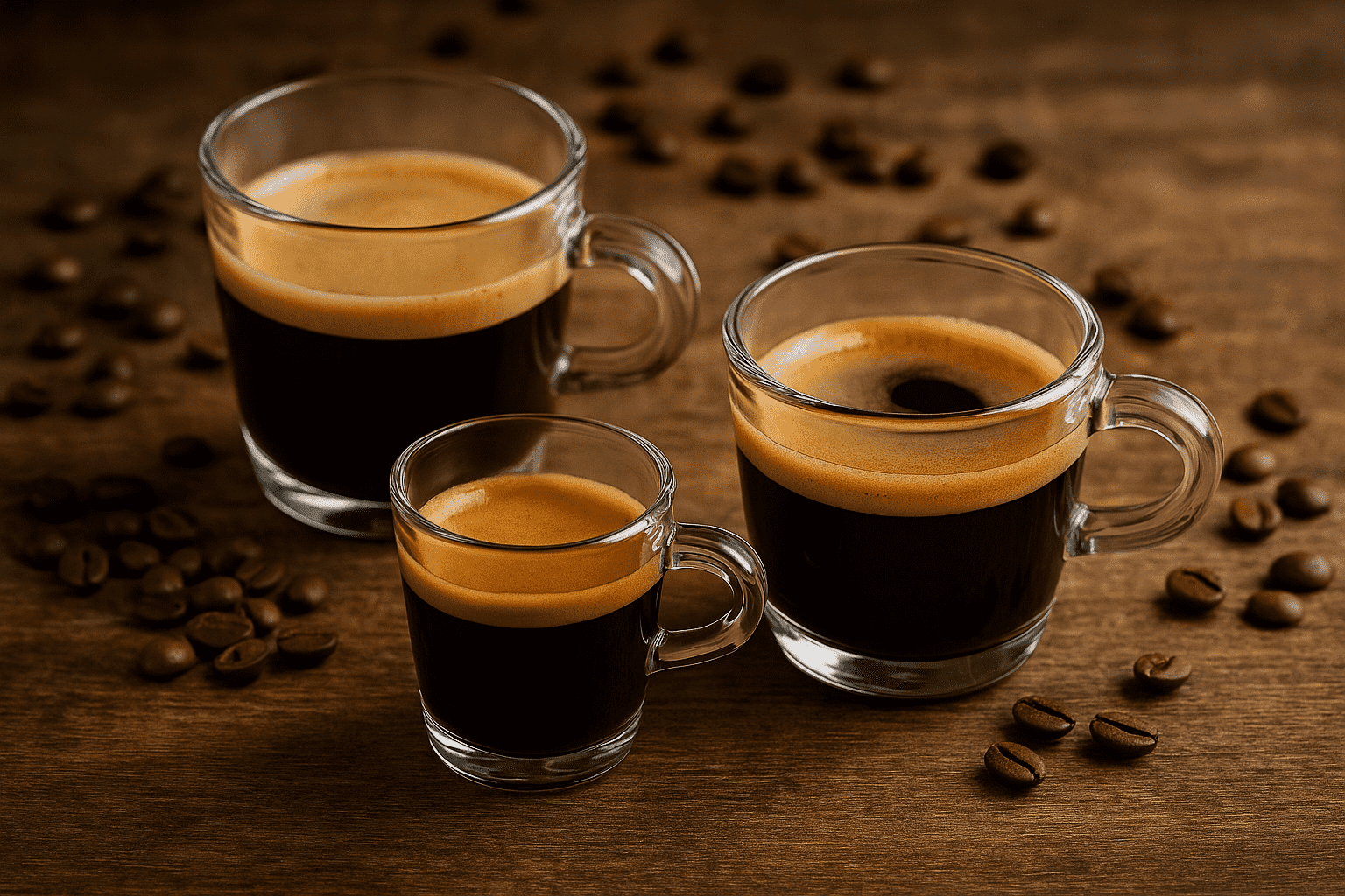 ristretto, espresso y lungo