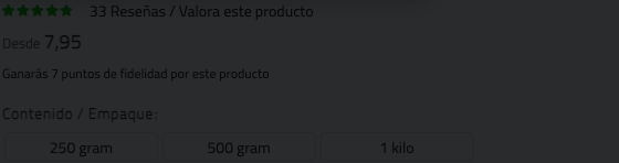 Debajo del precio de cada producto se indica cuántos puntos de fidelidad da